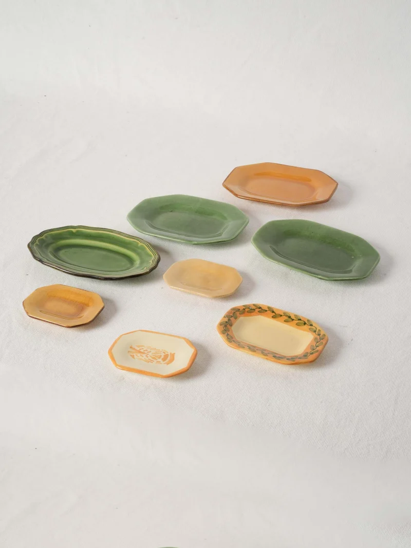 Collection of 8 Handmade Miniature Dishes & Saucers