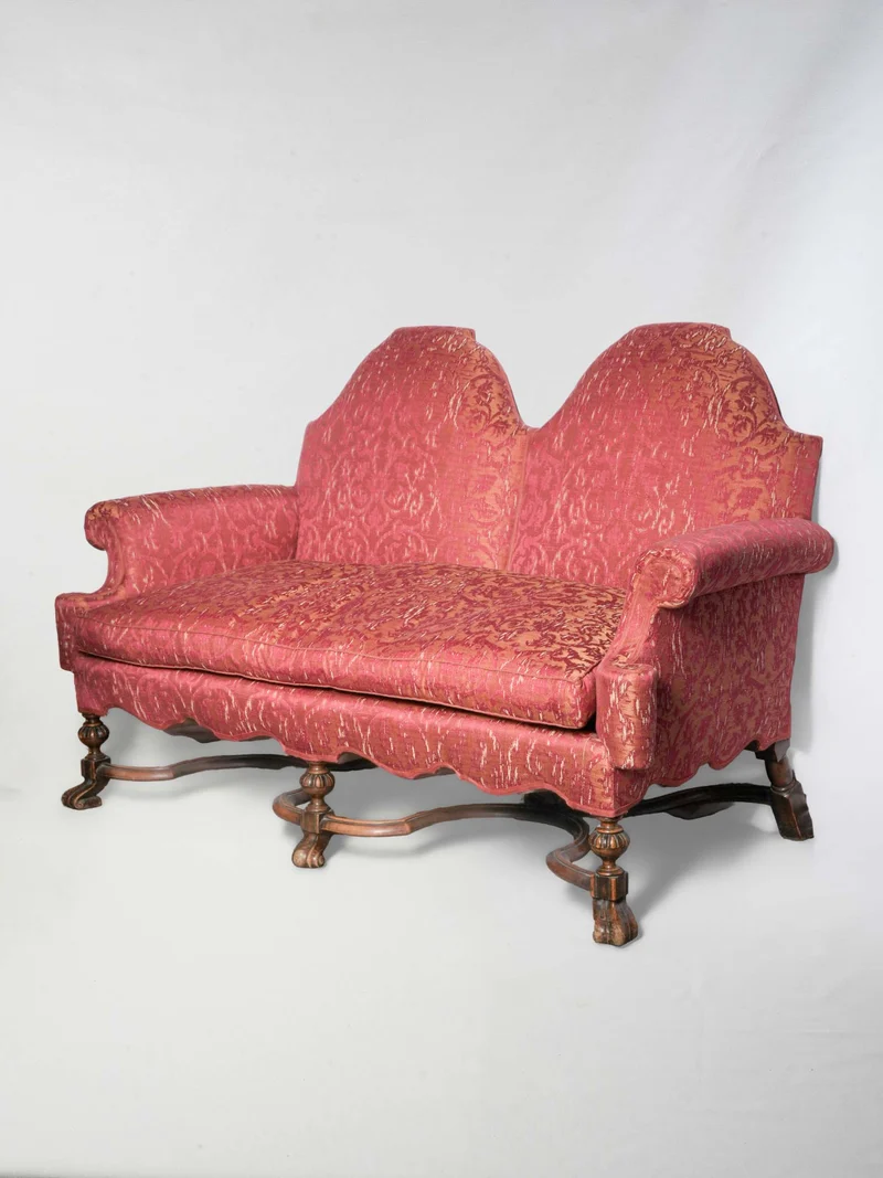 18th-Century Italian Baroque Banquette w/ Pierre Frey Upholstery - 60¾"