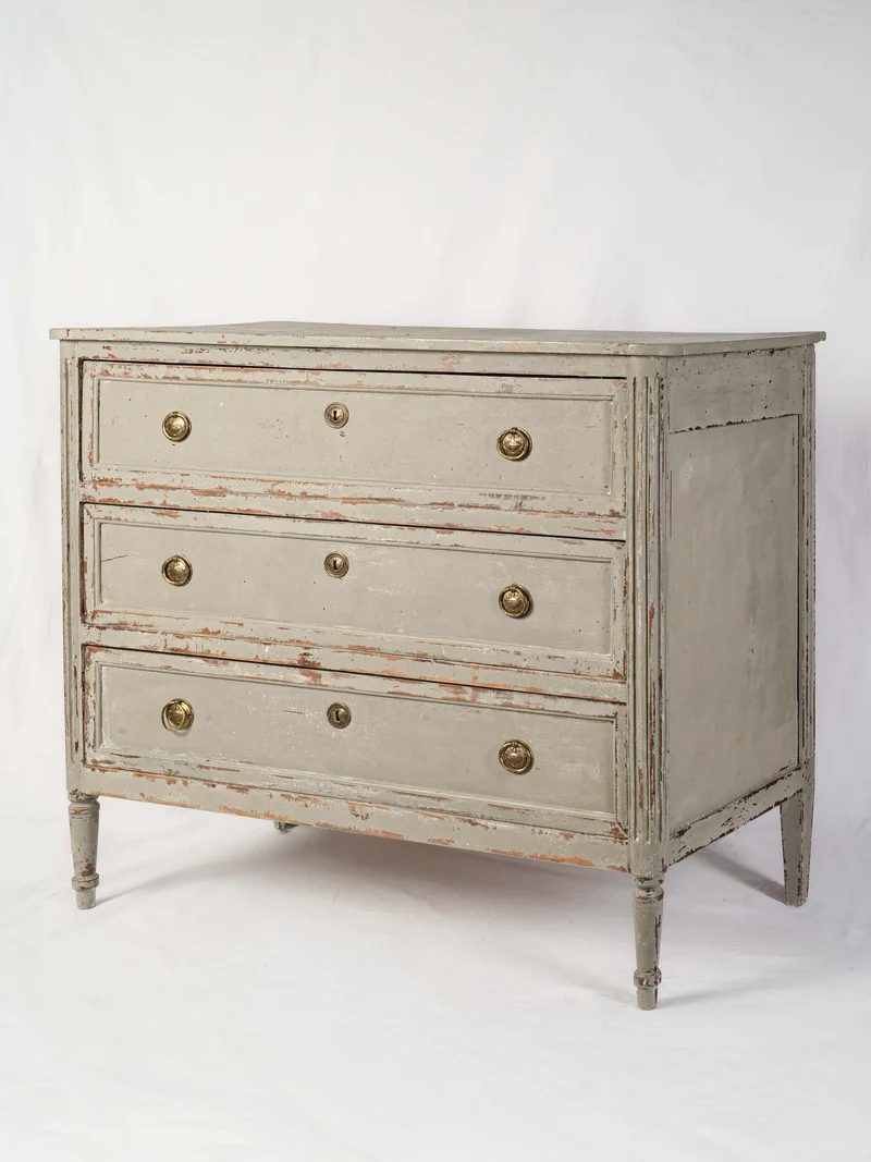 Tall Painted Louis XVI Style Commode w/ Three Drawers - 38½" x 47¾"