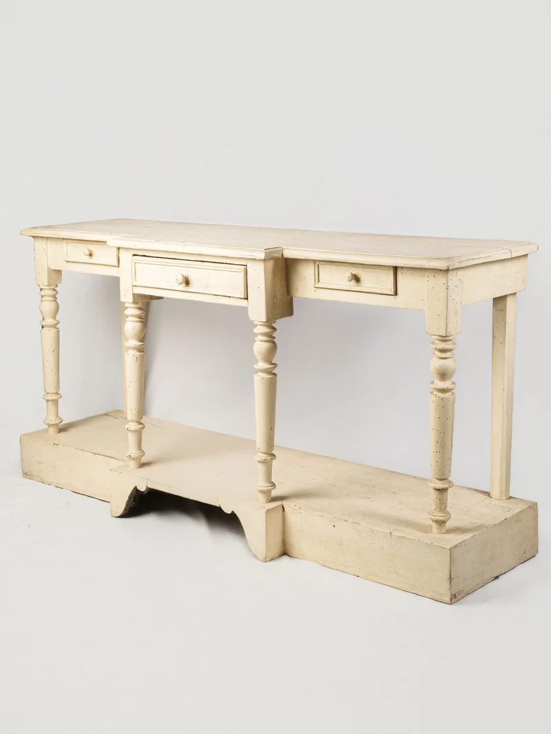 French Country Painted Console Table w/ Drapers' Table-Style Plinth - 33¾" x 67¾"