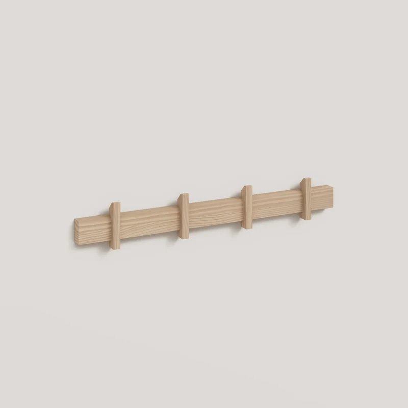 Large wall coat rack Figuera in solid wood 80 cm