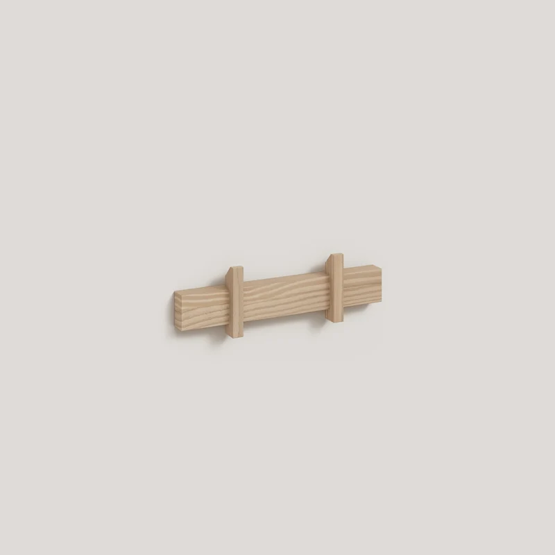 Small wall coat rack Figuera in solid wood 40 cm
