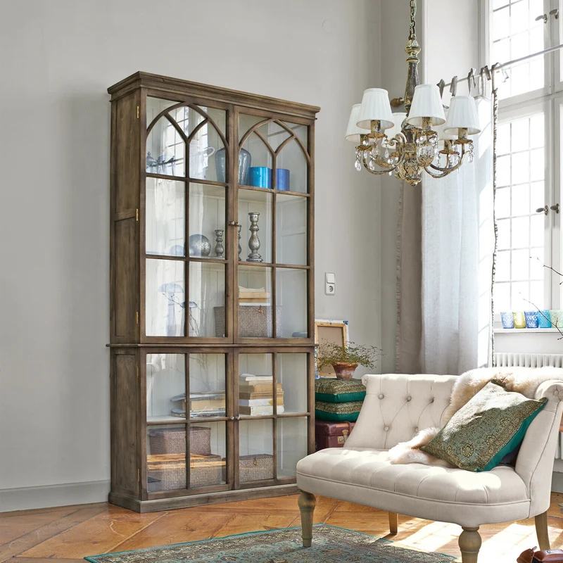 Vitrine LOBERON Garrard en bois marron et portes vitrées