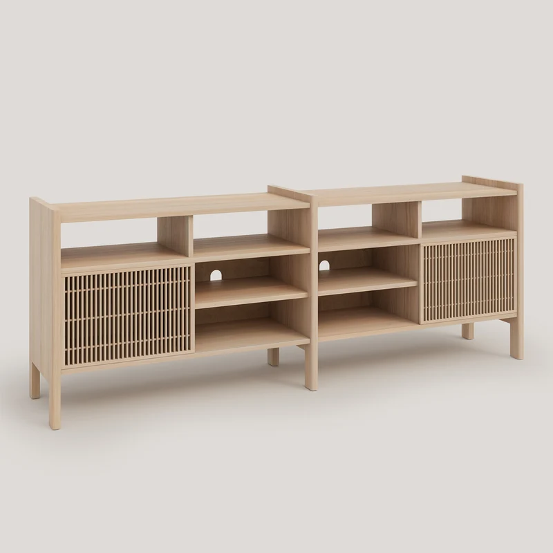 Mesquida medium sideboard in solid wood for vinyl records 2 doors 201 cm
