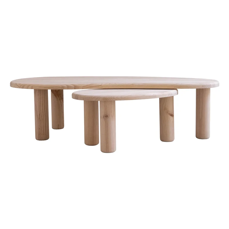 Set 2 coffee tables in solid pine wood Tramadiu and Tuna