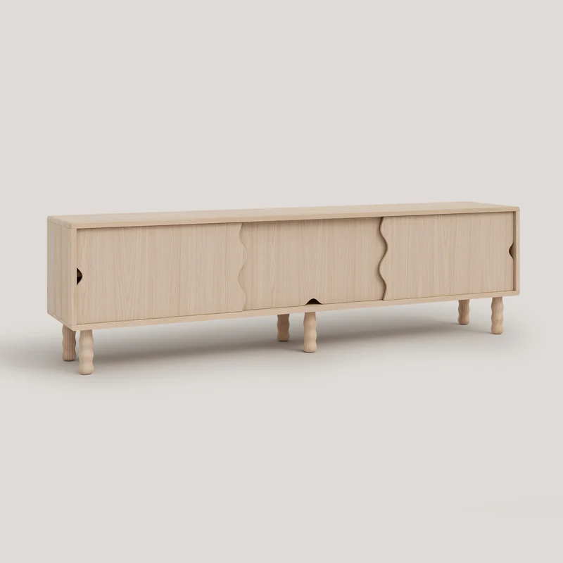 Malaret TV stand in pine wood with 3 doors 180 cm