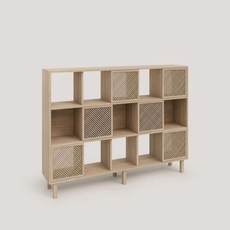 Shelving Porter in pine with 3 or 6 lattice doors 160 cm