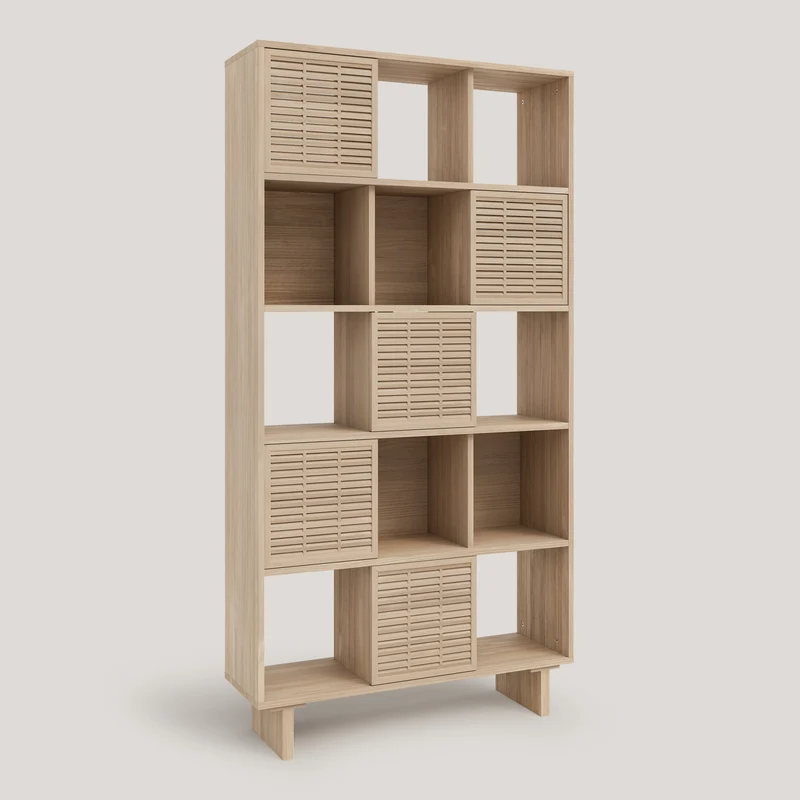 Bookcase Estreta in pine with 5 doors 98 cm