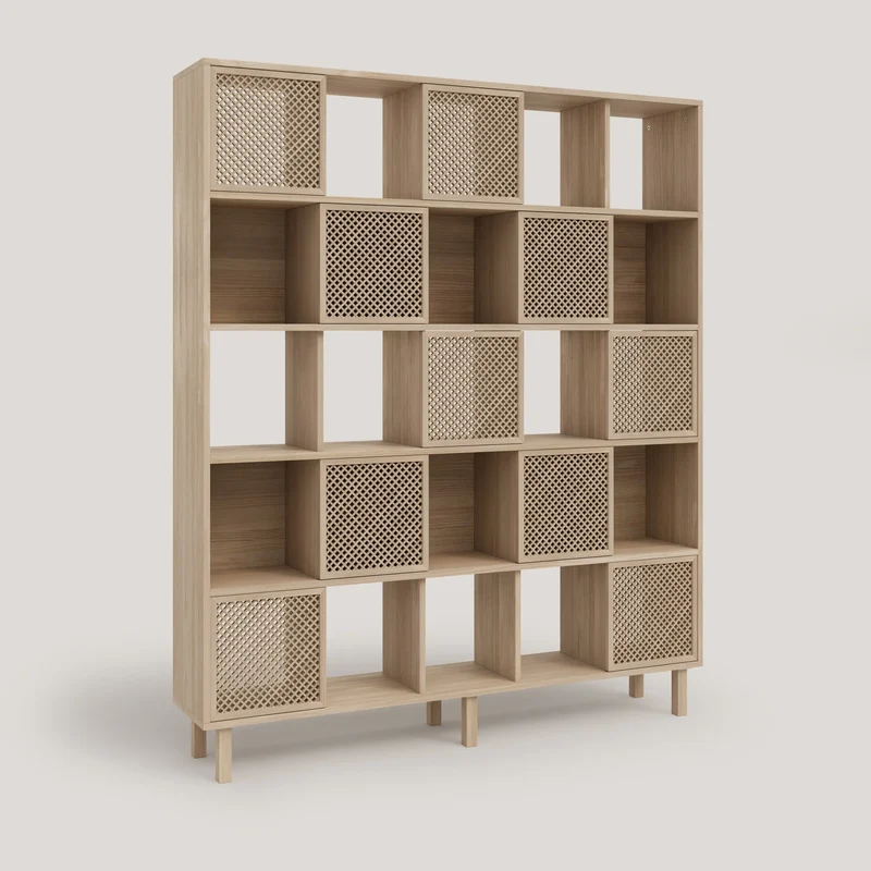 Bookcase Blava of pine with 5 or 10 doors 160 cm