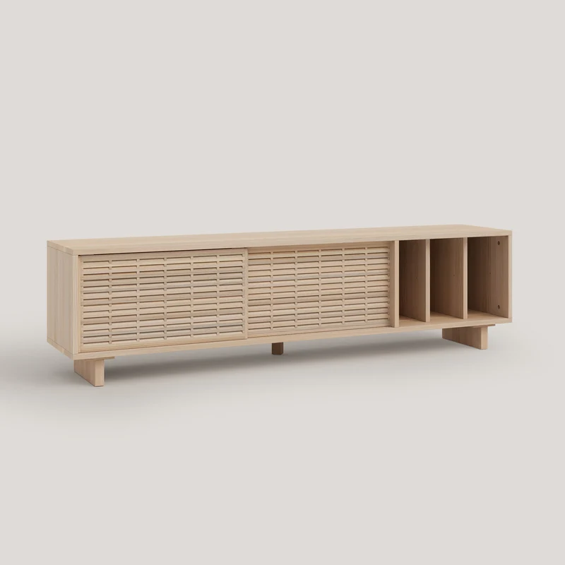 Gavina TV stand of pine with 2 mallorquina doors 170 cm