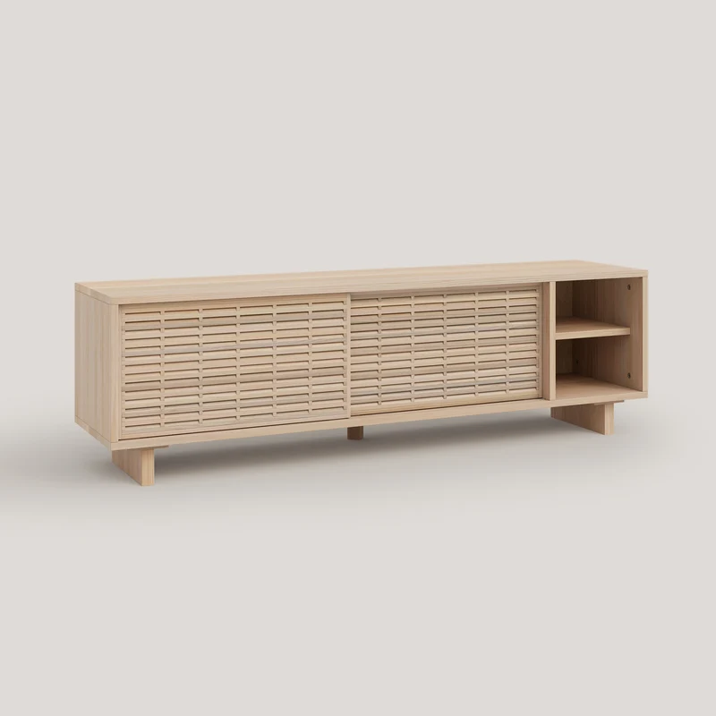 Galera TV stand of pine with 2 mallorquina doors 150 cm