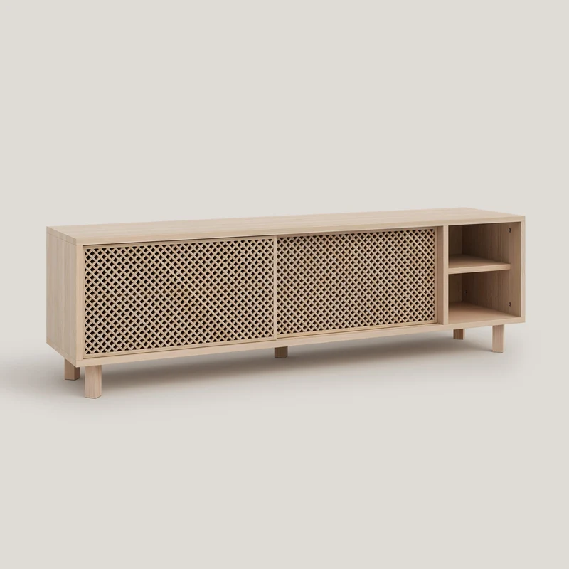 Mora TV stand of pine with 2 lattice doors 150 cm