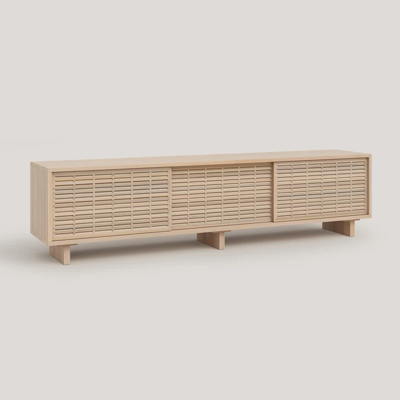 Mitjana TV stand of pine with 3 mallorquina doors 180 cm