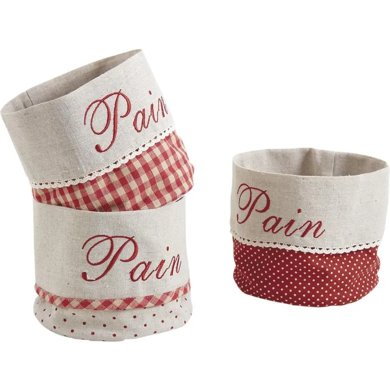 Corbeille à pain en coton et lin ø15 x h15 cm