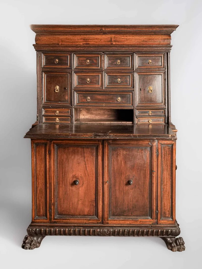 Superb 17th-Century Italian Walnut Traveling Secretary Cabinet - 66½" x 44"