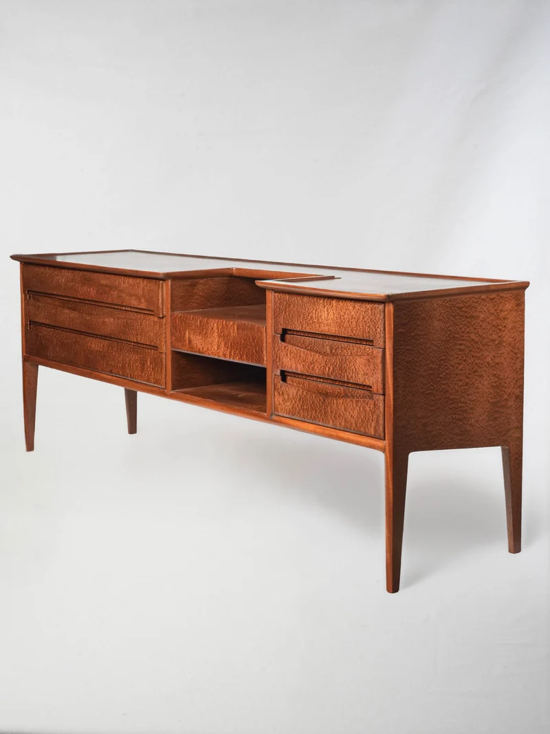 Exceptional Italian Modernist Burr Wood Sideboard from the 1950s-1960s - 80¼"