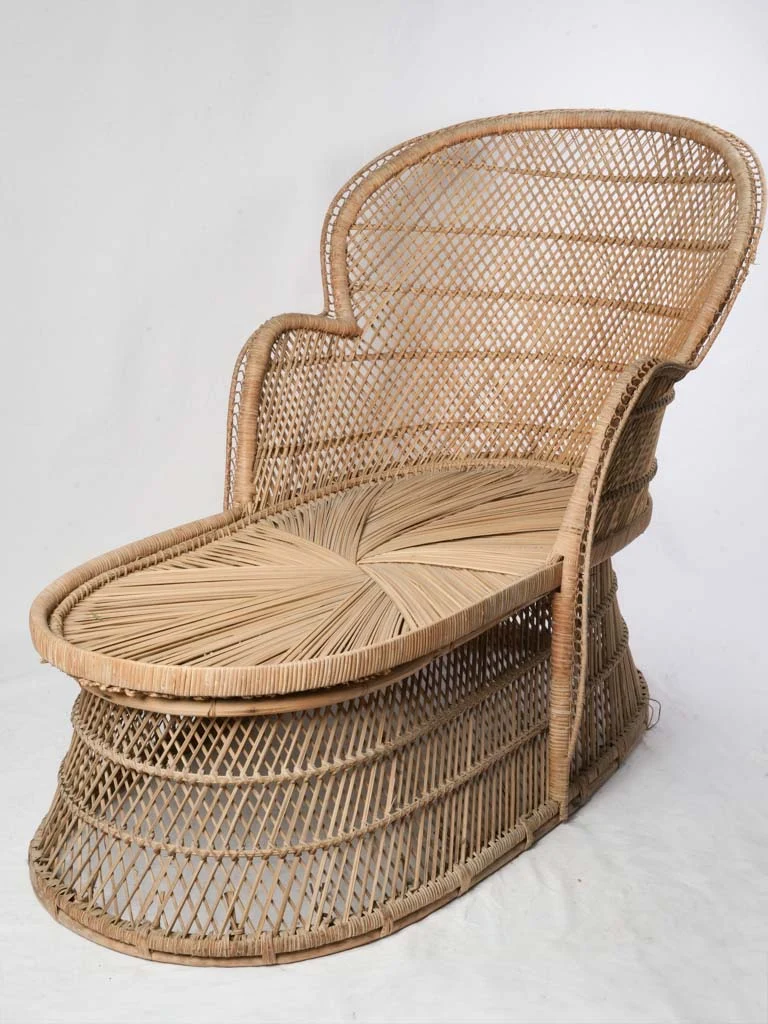 French Wicker Chaise Longue from the 1970s - 57½"