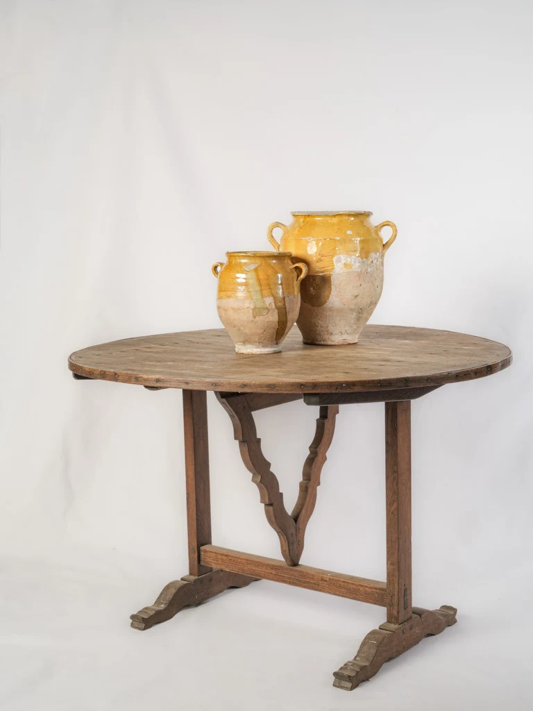 Rustic Antique French Oak Winegrower’s Table - 43¼"