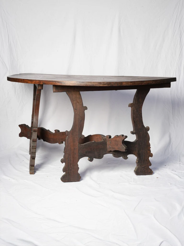 Striking 19th-Century Italian Walnut Demi-Lune Console Table - 63½" x 31"