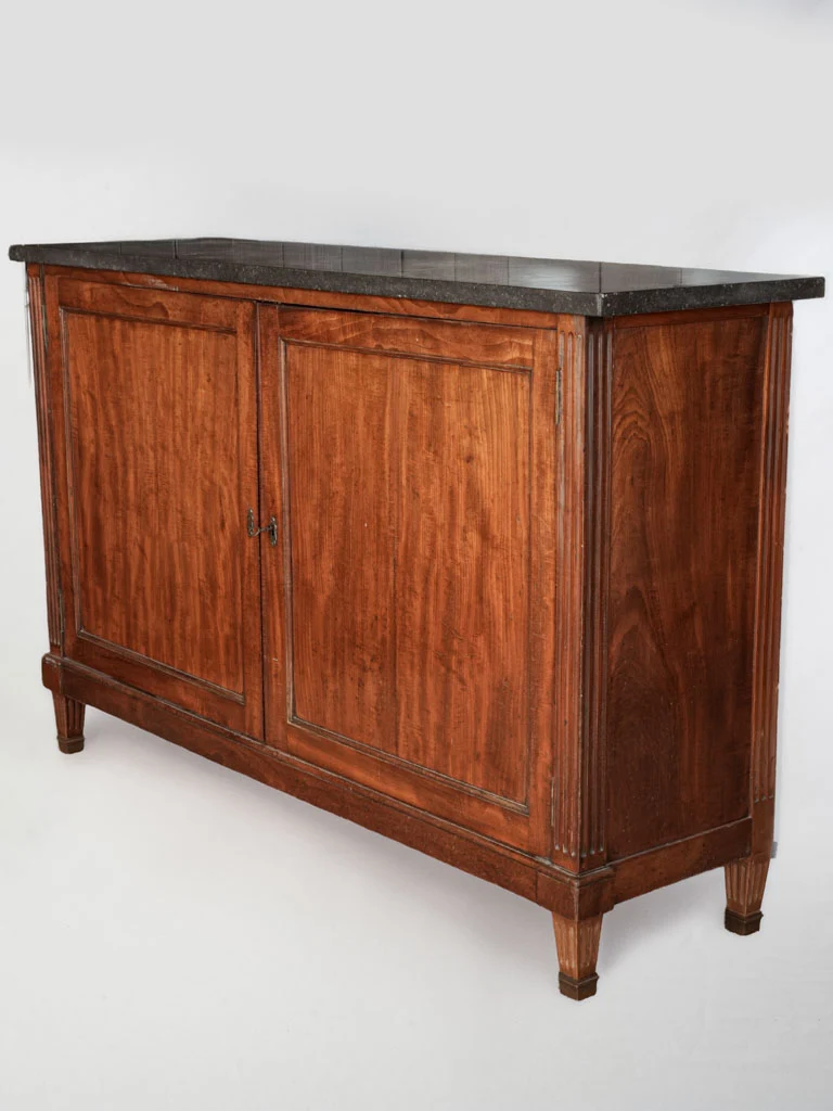19th Century French Narrow Mahogany Buffet w/ Charcoal Marble Top - 39" x 63"