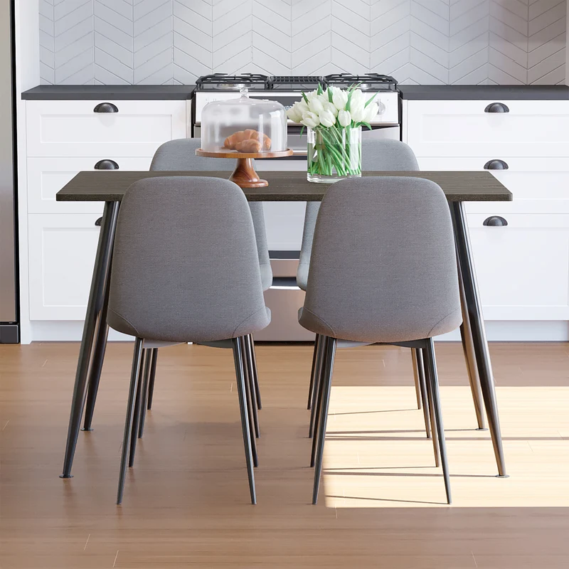 Chaise à dîner en tissu gris