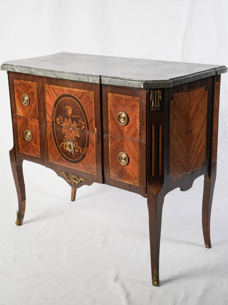 French Transition Breakfront Commode w/ Marquetry c. 1800 - 33"x 38¼" x 19"