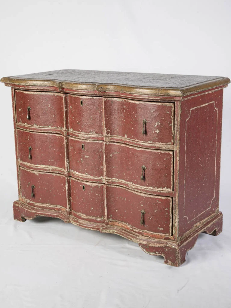 French Louis XV–Style Serpentine Commode in Oxblood Red - 20th Century - 43" wide