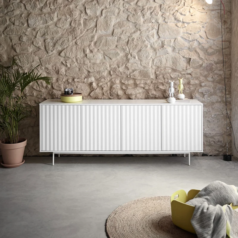 Buffet DRAWER Sierra 4 portes 3 tiroirs en bois blanc L211cm