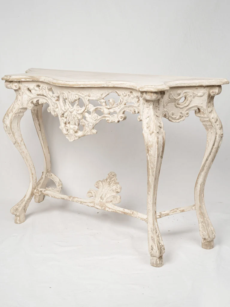 Louis XIV / Régence carved console w/ white patina 50½" x 15¾"