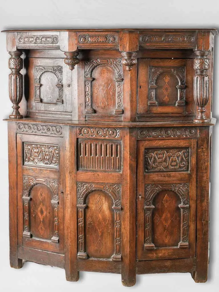 Rare 16th century carved oak dresser 59¾" x 53¼"