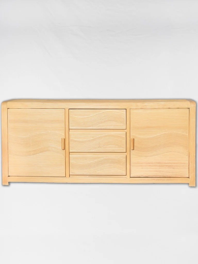 1970s rattan sideboard credenza 68"