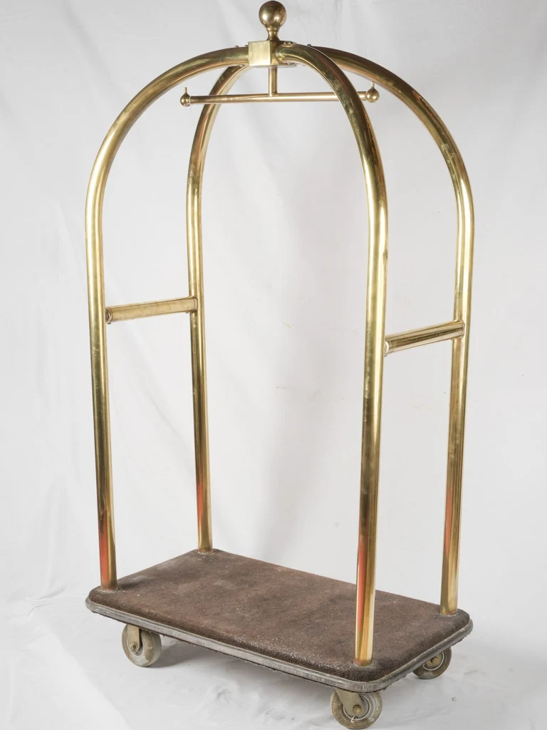 Vintage hotel baggage trolley w/ hanging rack - 78¾" x 41¾" x 24"