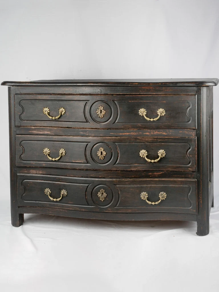 Charles X 3-drawer commode - black patina w/ daisy drop handles 36½"