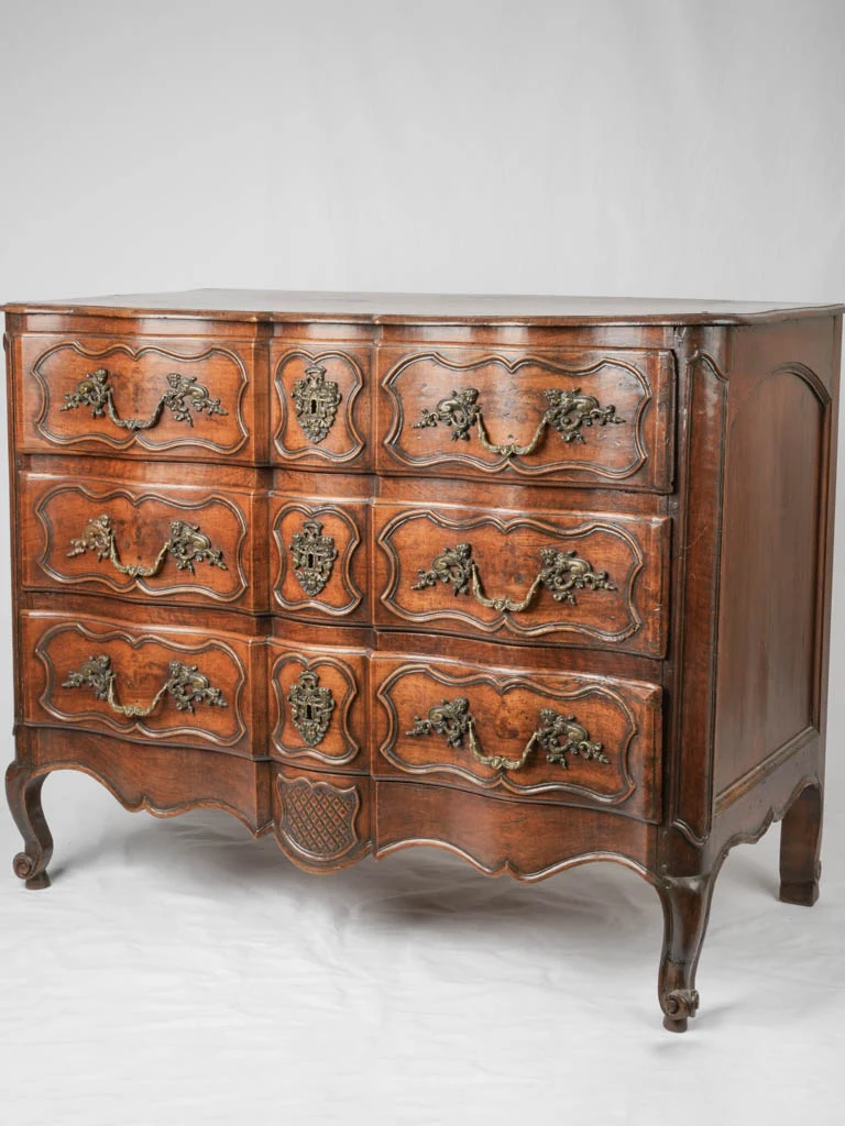 18th-century Louis XV 3-drawer double crossbow commode 38½"