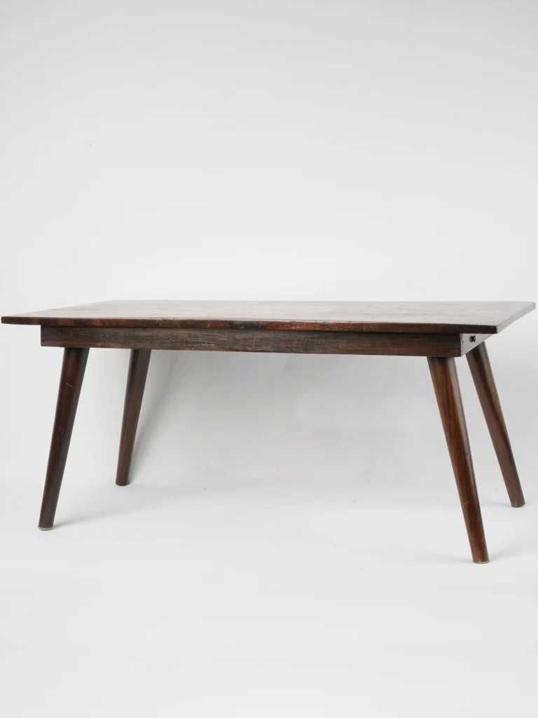 Low table featuring decorative 19th-century wood panel top w/ Asian-inspired elements