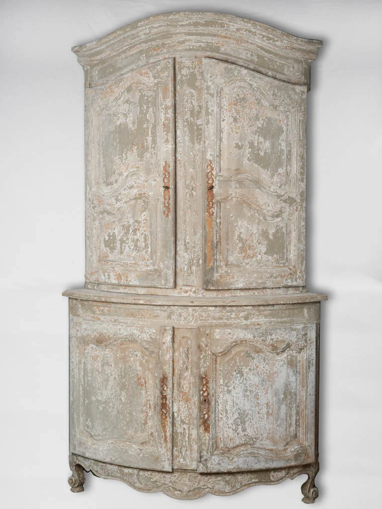 Grand 19th-century Provençal oak corner cabinet - deux corps 95" x 55"