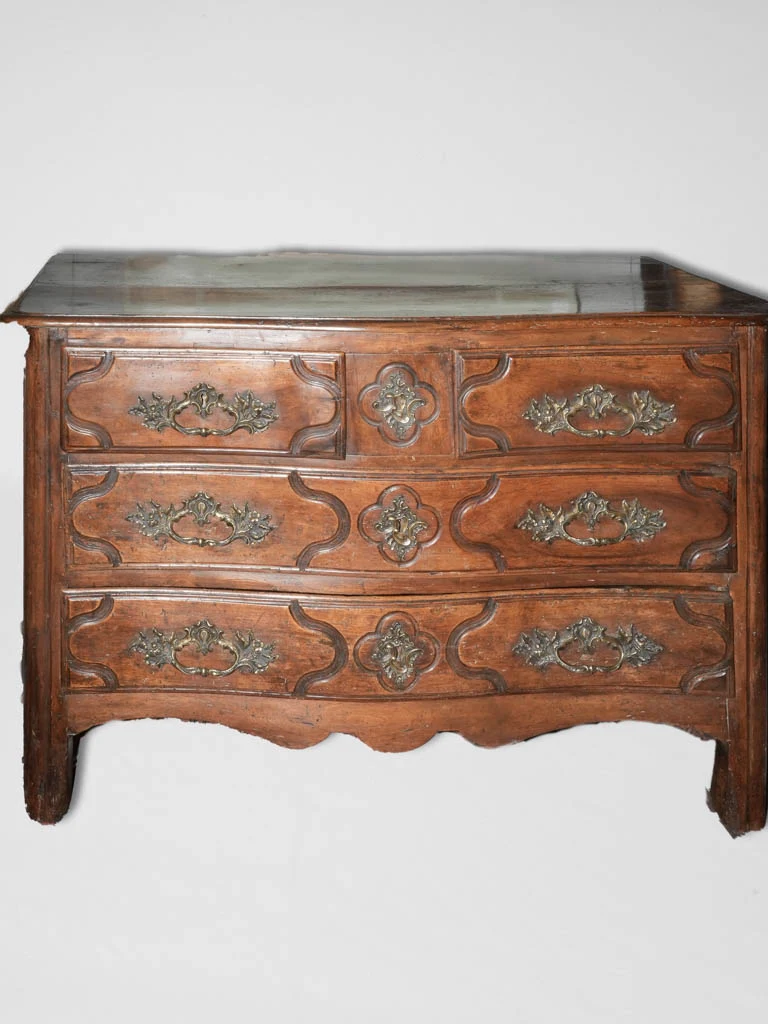 18th-century French five-drawer walnut commode 33"