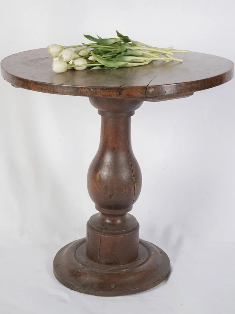 Late 19th Century French Round Side Table In Oak And Walnut