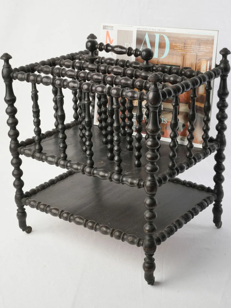 Late 19th-Century Ebonised Bobbin-Turned Canterbury / Magazine Stand - 19¾"