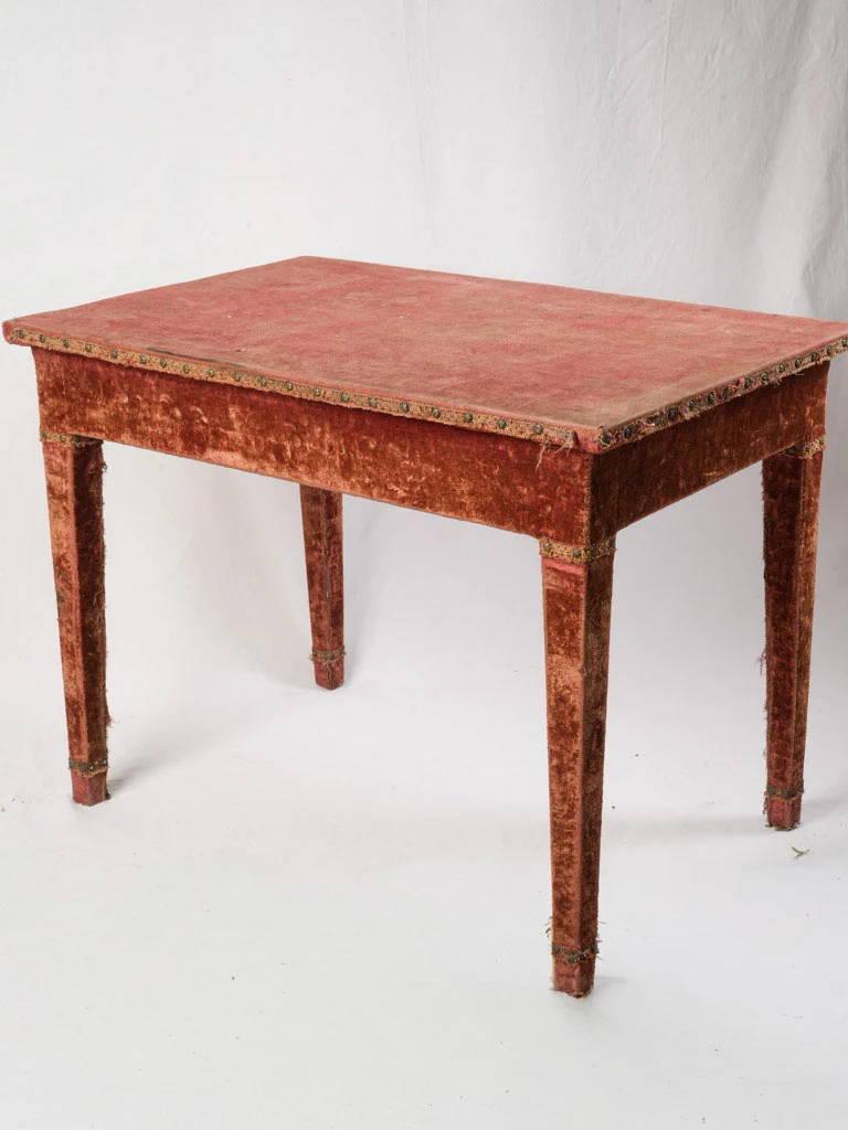 Late 19th Century Velvet-Covered Table W/ Original Upholstery - 39½" x 24¾"