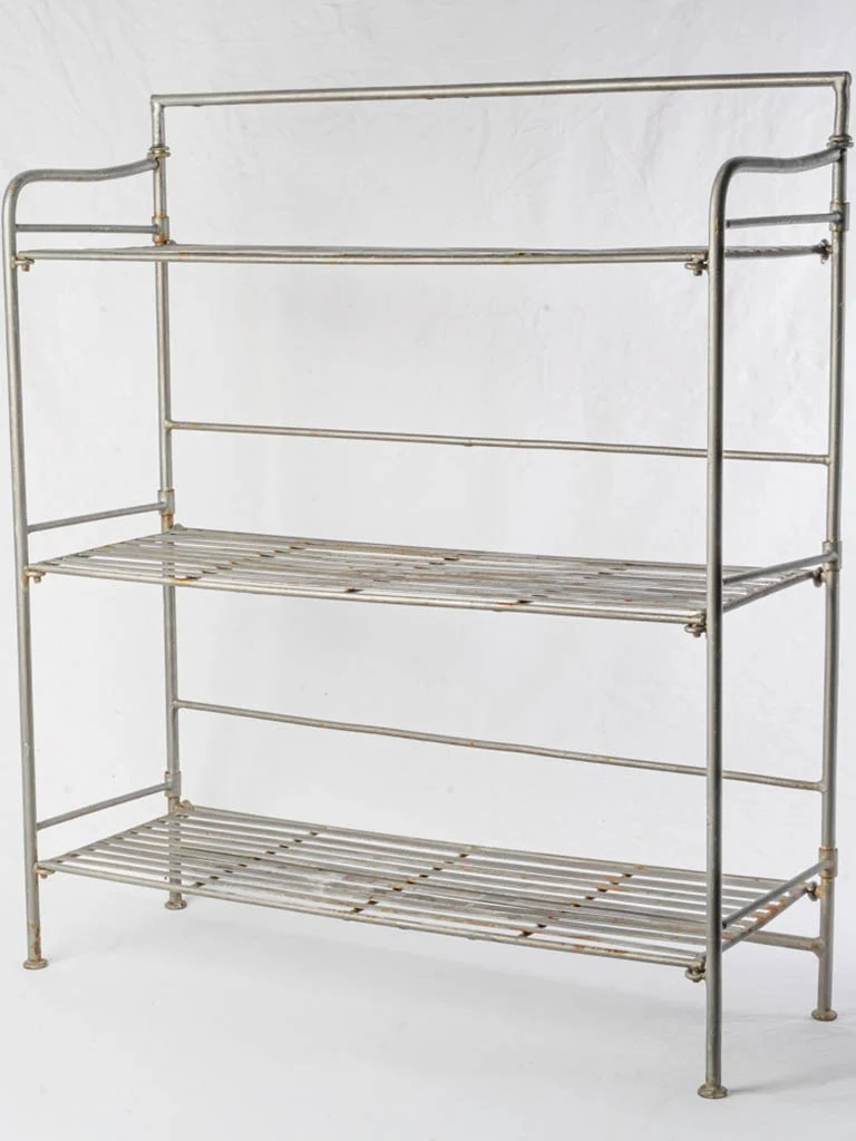 Vintage Galvanized Steel Baker’s Rack w/ Folding Shelves - 41"