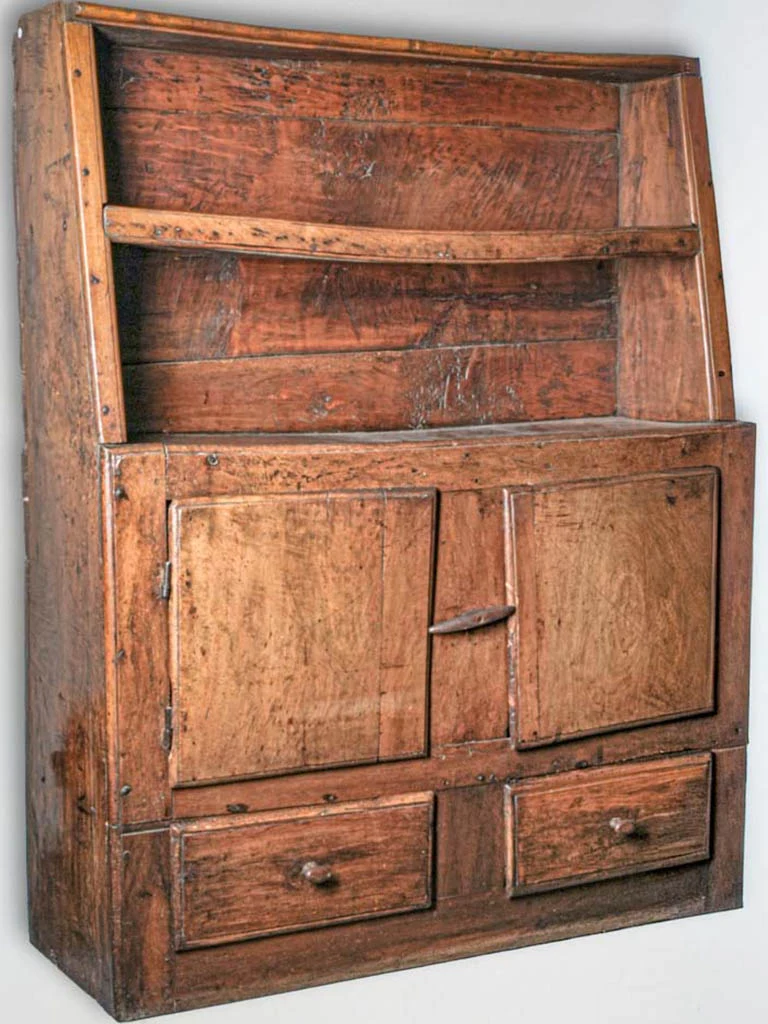 French Folk Art Chestnut Buffet W/ Plate Rack Early 19th Century - 68" x 52¾"