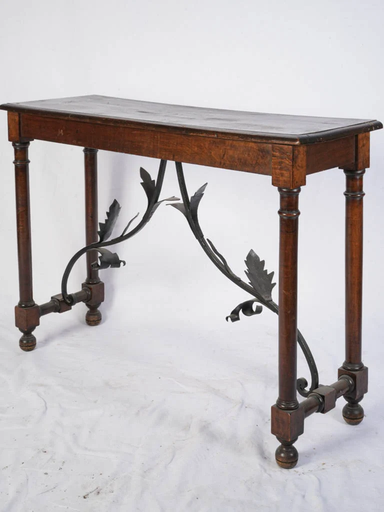 19th Century Spanish Walnut and Wrought Iron Wall Console - 45¼" long