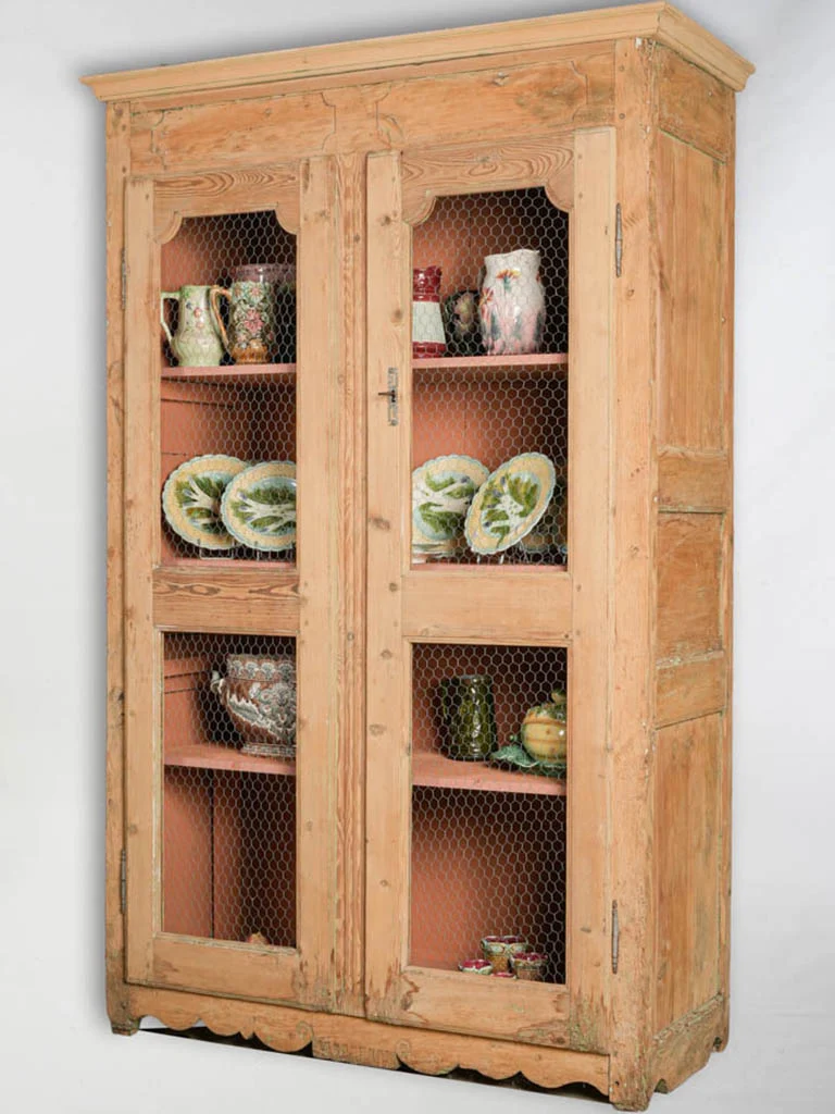 19th Century French Country Fruitwood Cupboard W/ Wire Mesh Doors - 79½" x 51¼"