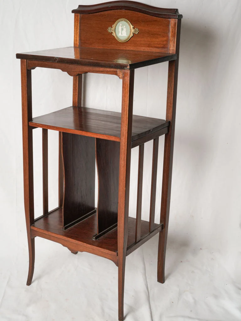 19th-Century Neoclassical Mahogany Music Shelf w/ Wedgwood-Style Biscuit Medallion - 41"