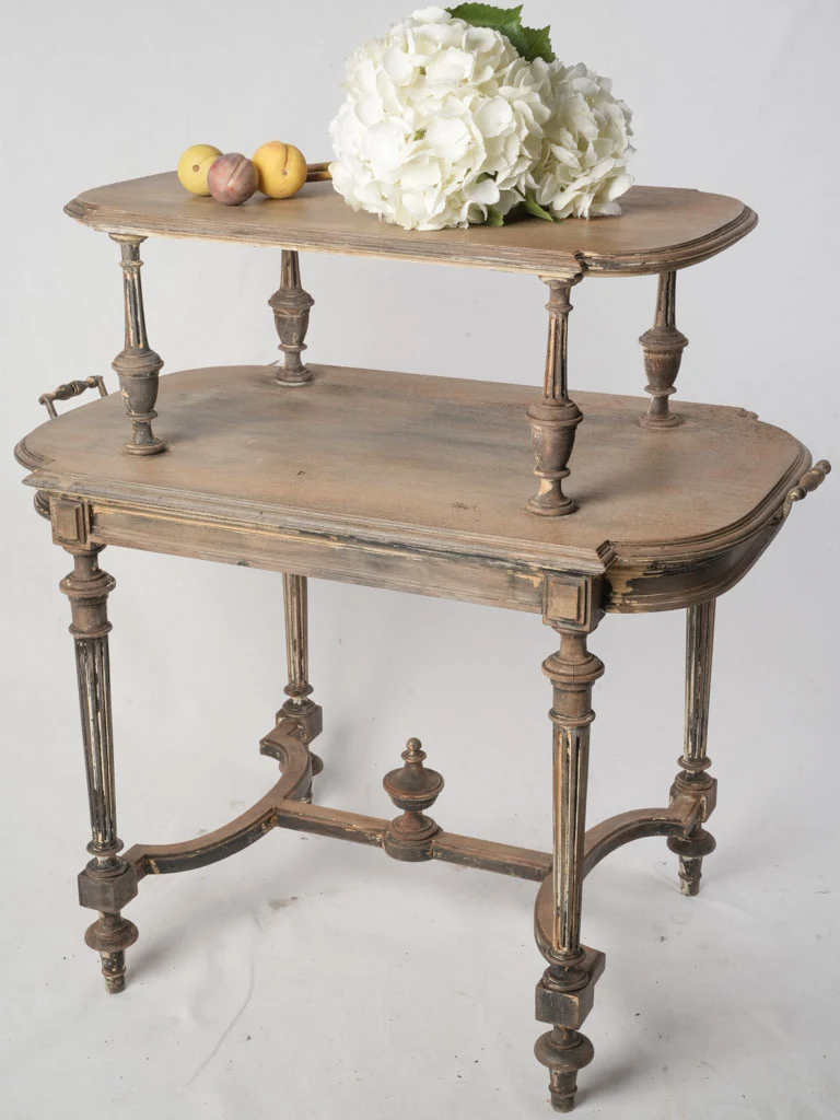 French Two-Tier Wooden Tea Table c. 1900 - 34¼"