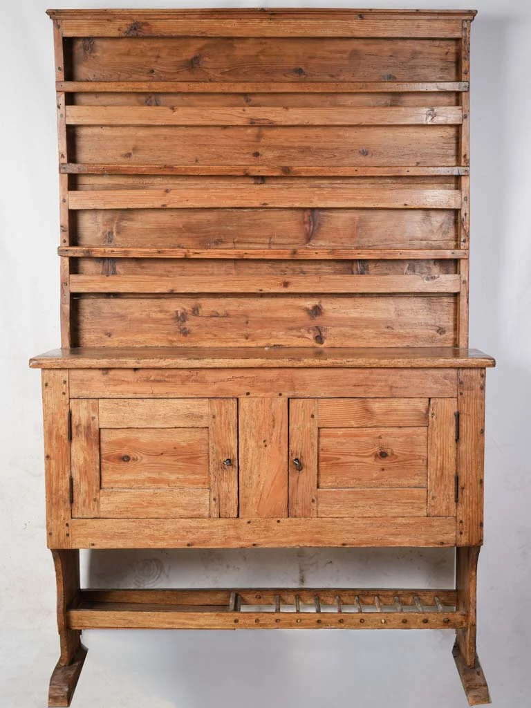 Tall French Pine Cupboard w/ Plate Rack c.1940s - 76¾"