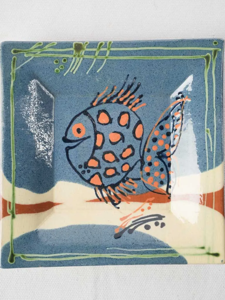 Playful Vintage French Studio Pottery Catchall w/ Fish Motif - 7½"