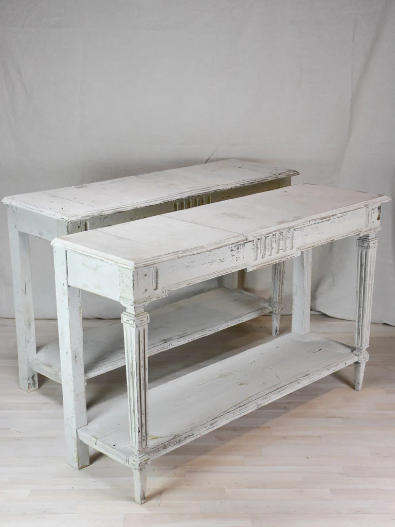 Pair of antique French console tables with beige 53¼"