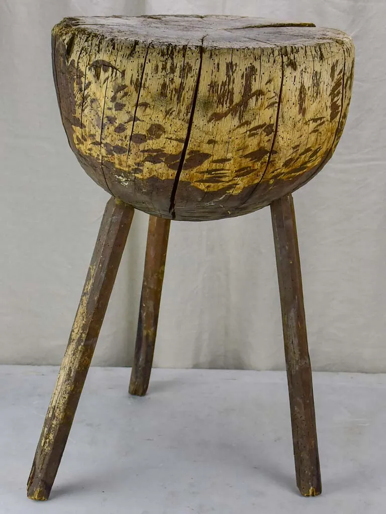 Rustic French cutting block with three legs